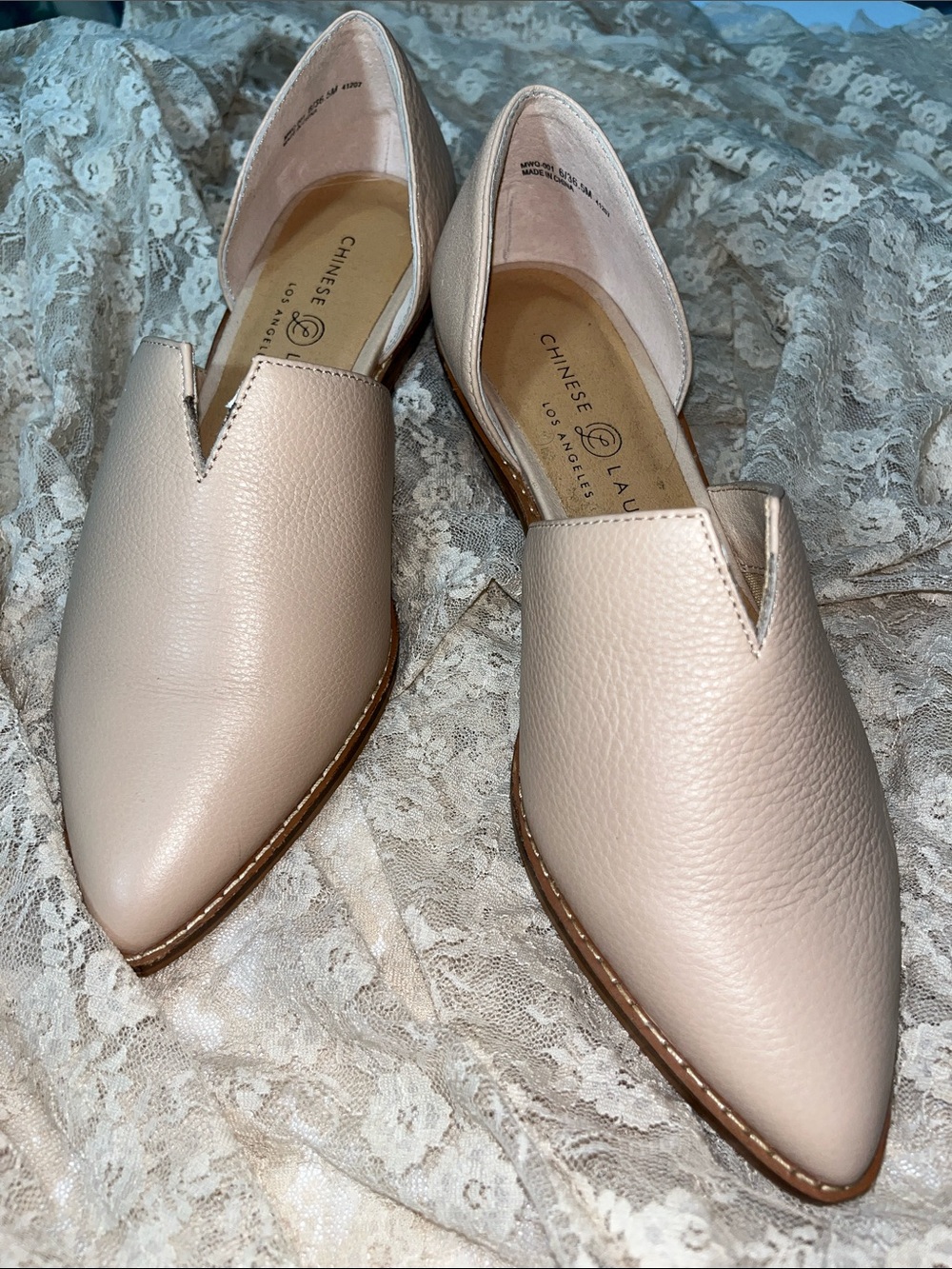 Chinese Laundry Taupe Pointed D'Orsay Flats